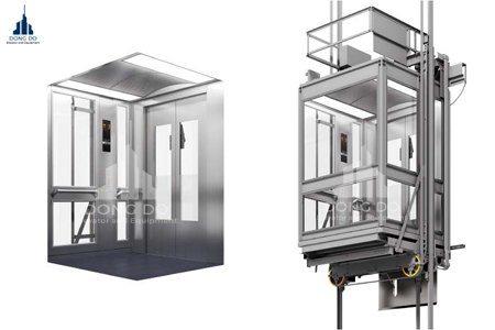 Hình ảnh cấu tạo cơ bản của thang máy lồng kính